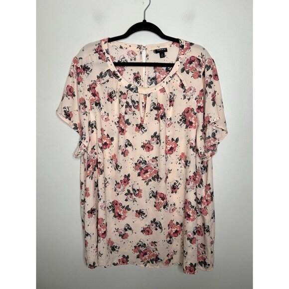 torrid Tops - Torrid Women's Top Size Pink Black Colorful Floral Skulls Bell Sleeve Size 4